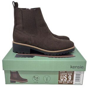 Kensie Brown Suede Women's Ankle Boots US 9 EUR 39 Side Zip Rubber Sole KS242101